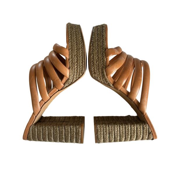 Vince Camuto Women's Patrest Raffia Platform Sandal Heeled Light Cognac Size 10 - Picture 5 of 8